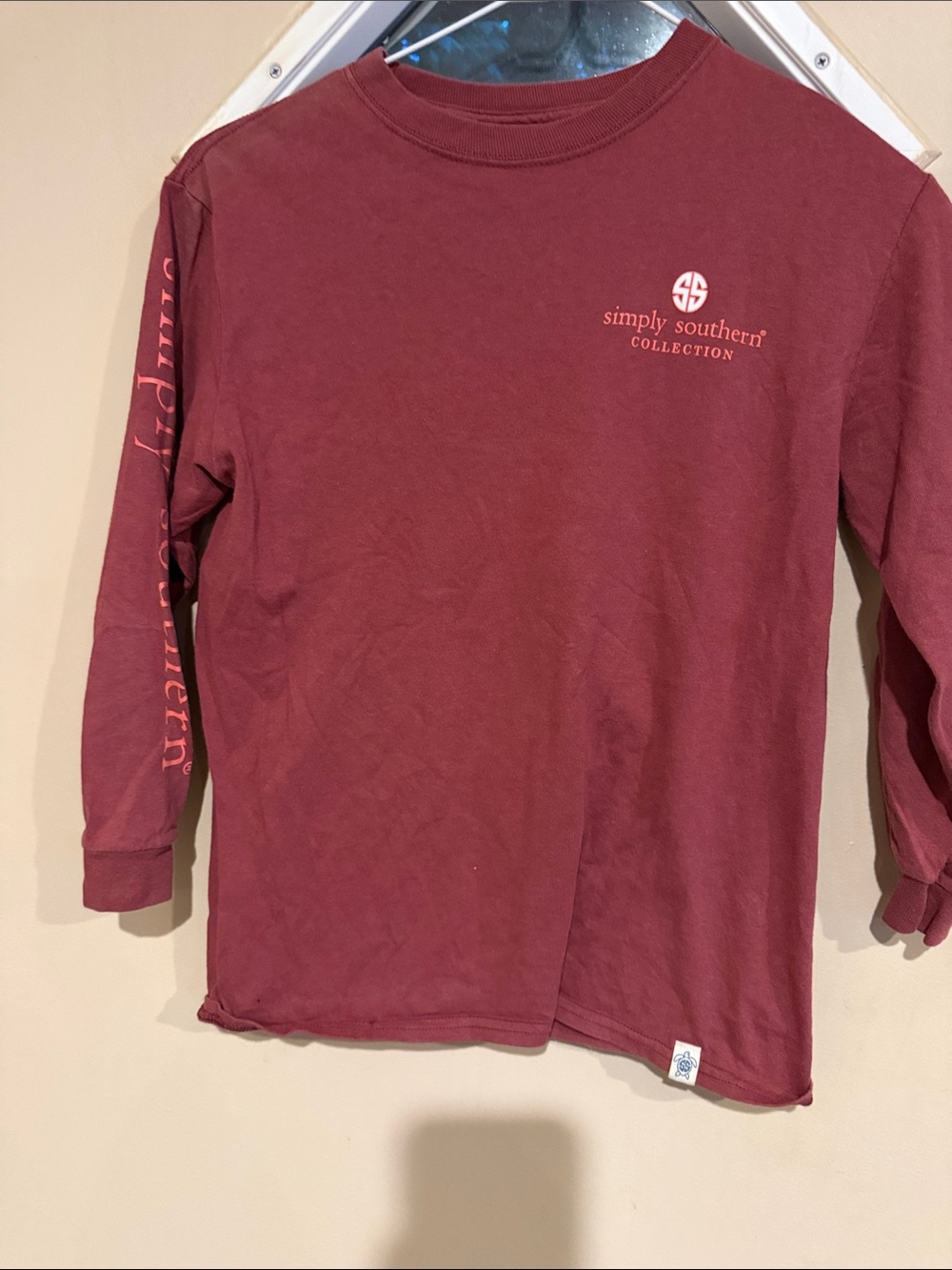 Simply Southern Kids Long Sleeve Tee in Deep Maroon